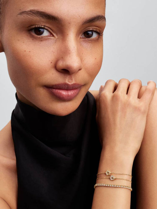 Pandora Talisman 14k Gold Lab-grown Diamond Pavé Heart Chain Bracelet 14k Gold Plating