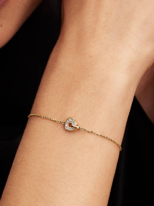 Pandora Talisman 14k Gold Lab-grown Diamond Pavé Heart Chain Bracelet 14k Gold Plating