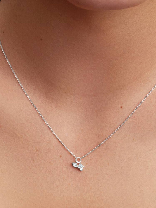 Pandora Talisman Sterling Silver Lab-Grown Diamond Evil Eye & Hamsa Hand Dangle Pendant Necklace Sterling Silver