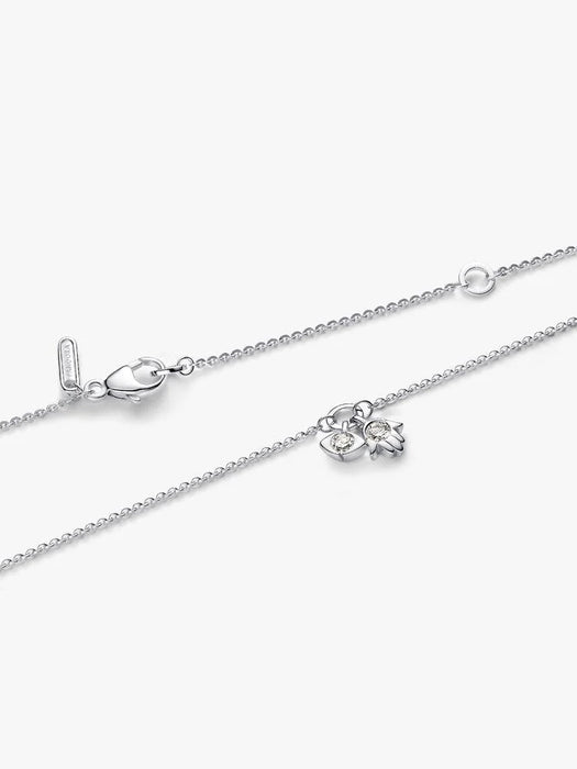 Pandora Talisman Sterling Silver Lab-Grown Diamond Evil Eye & Hamsa Hand Dangle Pendant Necklace Sterling Silver