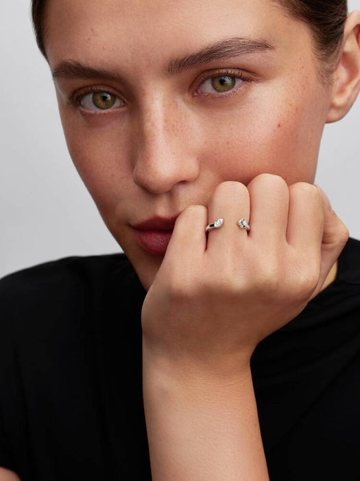 Pandora Talisman Sterling Silver Lab-Grown Diamond Evil Eye & Hamsa Hand Open Ring Sterling Silver