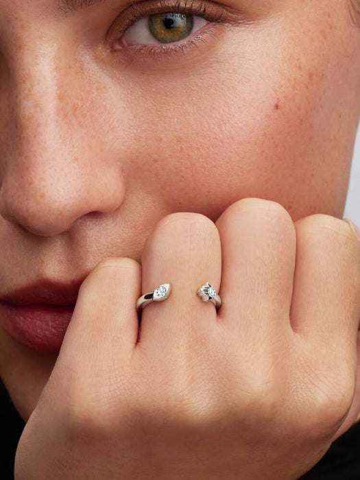 Pandora Talisman Sterling Silver Lab-Grown Diamond Evil Eye & Hamsa Hand Open Ring Sterling Silver