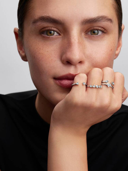 Pandora Talisman Sterling Silver Lab-Grown Diamond Evil Eye & Hamsa Hand Open Ring Sterling Silver