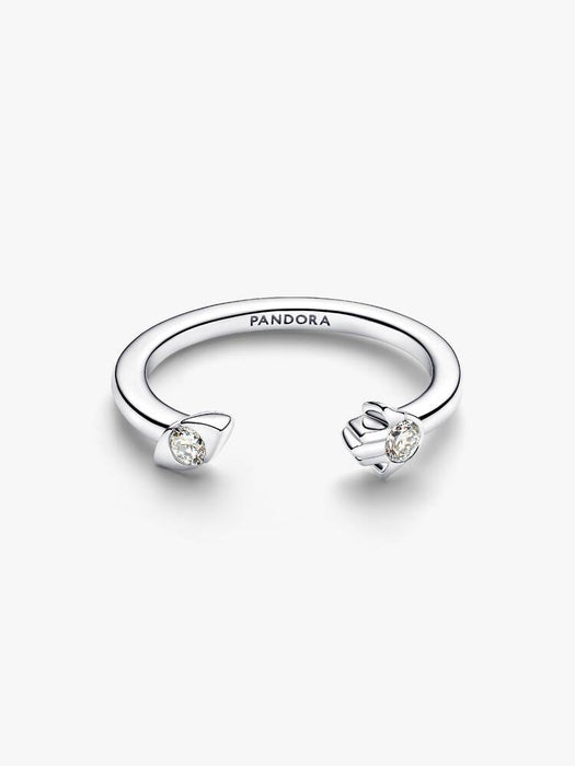 Pandora Talisman Sterling Silver Lab-Grown Diamond Evil Eye & Hamsa Hand Open Ring Sterling Silver