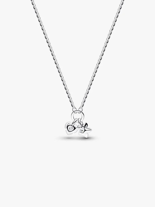 Pandora Talisman Sterling Silver Lab-Grown Diamond Heart & Star Dangle Pendant Necklace Sterling Silver