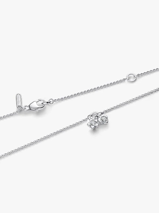 Pandora Talisman Sterling Silver Lab-Grown Diamond Heart & Star Dangle Pendant Necklace Sterling Silver
