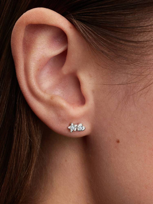Pandora Talisman Sterling Silver Lab-Grown Diamond Heart & Star Stud Earrings Sterling Silver