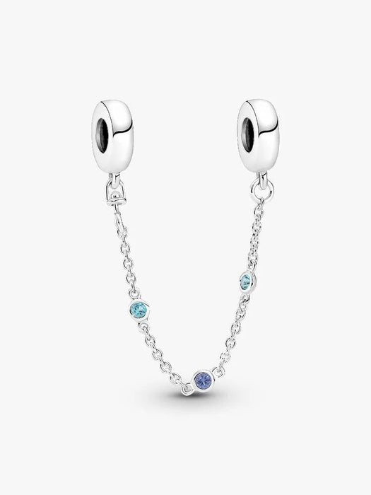 Pandora Triple Blue Stone Safety Chain Sterling Silver