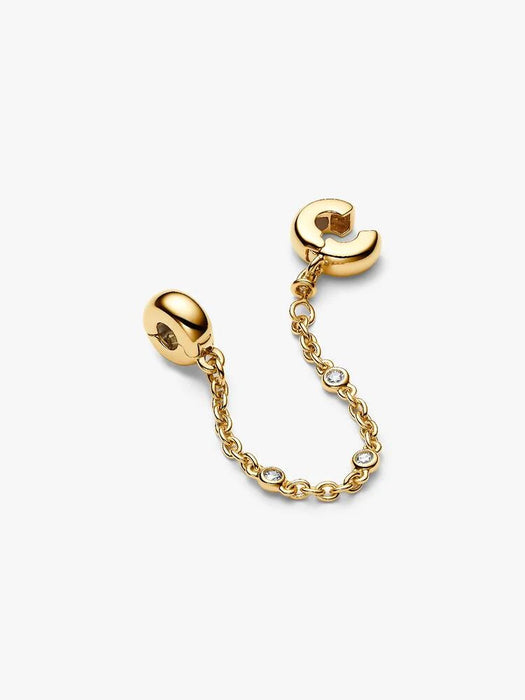 Pandora Triple Clear Stone Safety Chain 14k Gold Plating