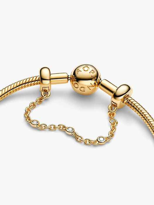 Pandora Triple Clear Stone Safety Chain 14k Gold Plating
