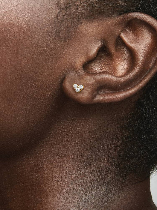 Pandora Triple Stone Heart Stud Earrings 14k Gold Plating