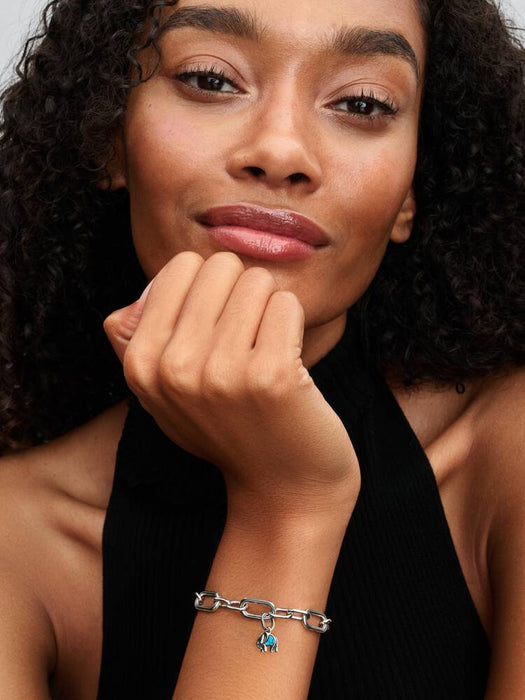 Pandora Turquoise-Coloured Elephant Mini Dangle Charm Sterling Silver