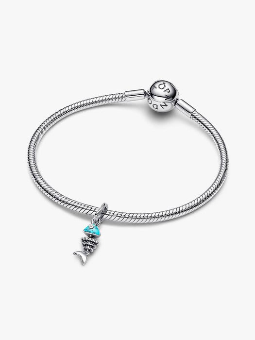 Pandora Turquoise-coloured Fishbone Dangle Charm Sterling Silver