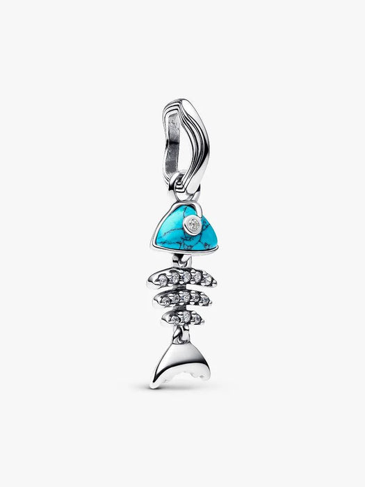 Pandora Turquoise-coloured Fishbone Dangle Charm Sterling Silver