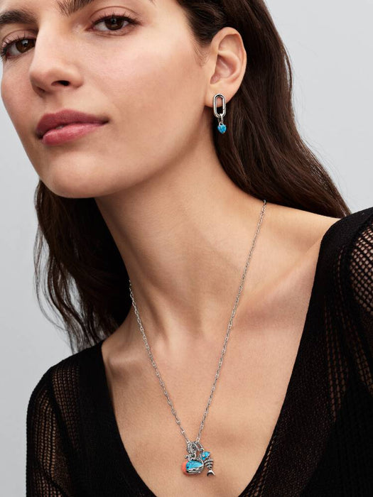 Pandora Turquoise-coloured Heart Mini Dangle Charm Sterling Silver