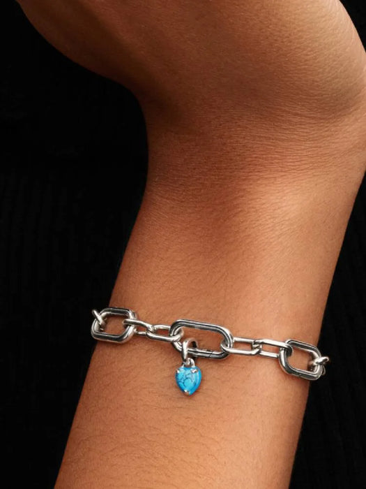 Pandora Turquoise-coloured Heart Mini Dangle Charm Sterling Silver