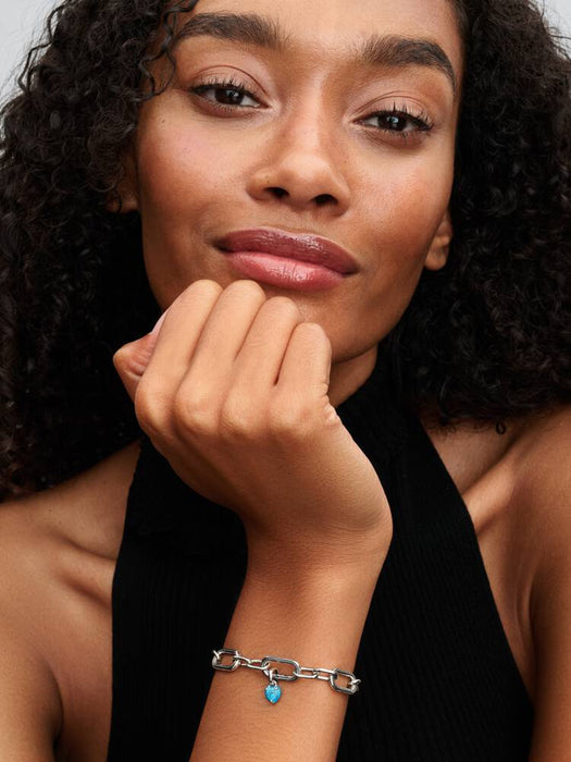 Pandora Turquoise-coloured Heart Mini Dangle Charm Sterling Silver