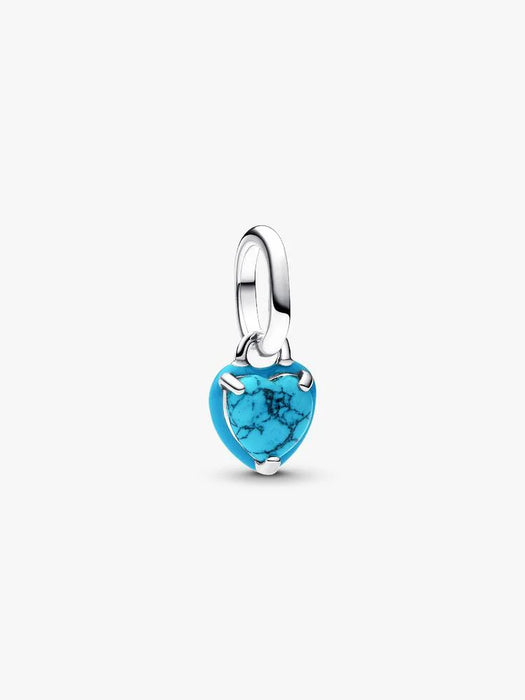 Pandora Turquoise-coloured Heart Mini Dangle Charm Sterling Silver