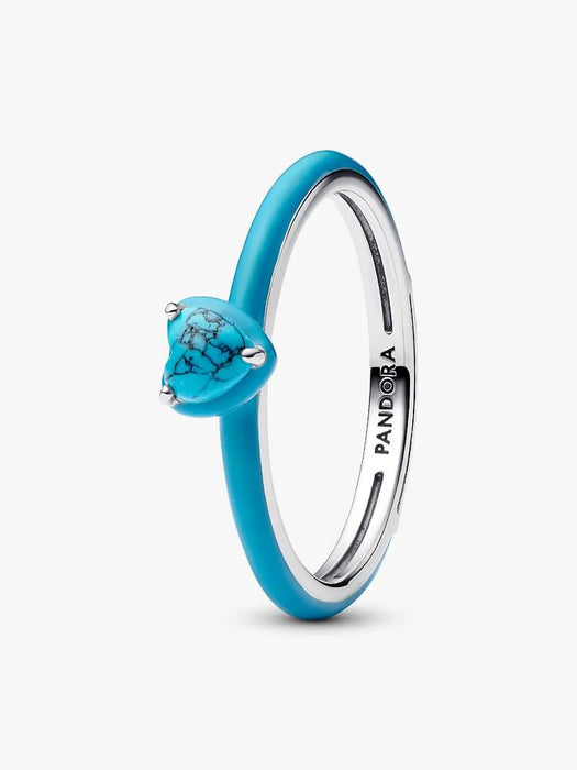 Pandora Turquoise-coloured Heart Stone Ring Sterling Silver