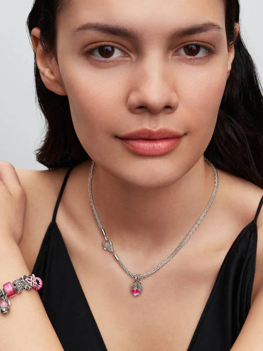 Pandora Two-Tone Blooming Flower Dangle Charm Sterling Silver