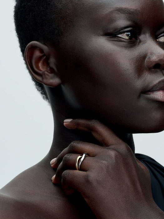 Pandora Two-tone Entwined Bands Ring Sterling Silver & 14k Gold Plating