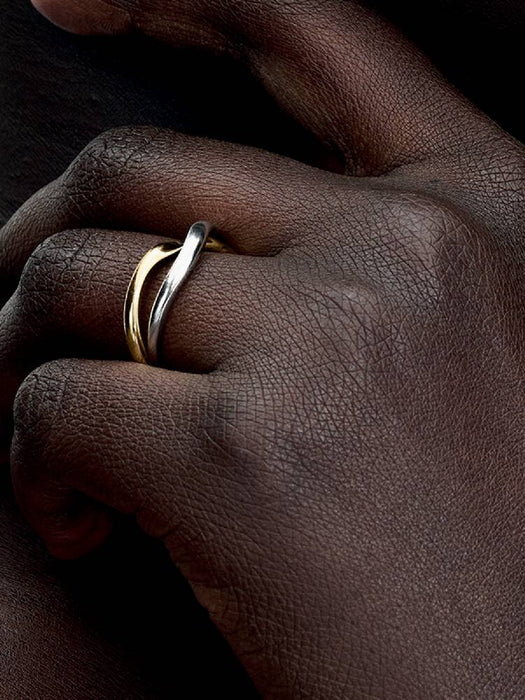 Pandora Two-tone Entwined Bands Ring Sterling Silver & 14k Gold Plating