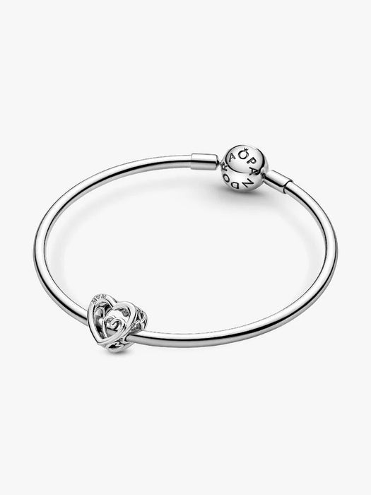 Pandora Two-tone Wedding Rings Dangle Charm Sterling Silver & 14k Gold Plated