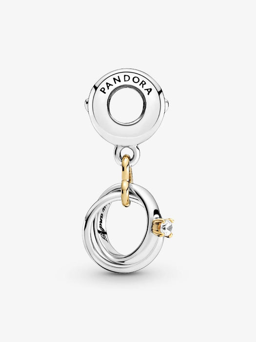Pandora Two-tone Wedding Rings Dangle Charm Sterling Silver & 14k Gold Plated