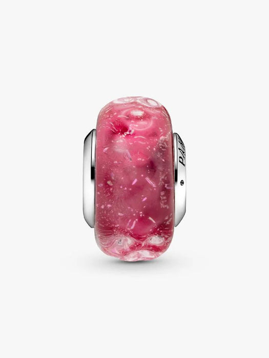 Pandora Wavy Fancy Pink Murano Glass Charm Sterling Silver