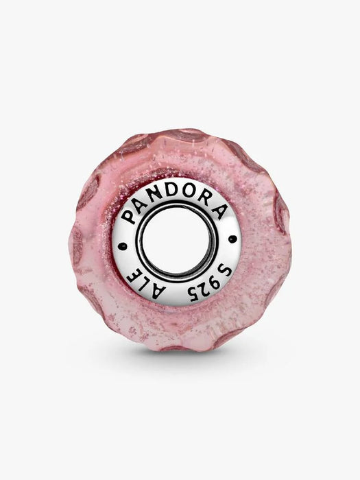 Pandora Wavy Fancy Pink Murano Glass Charm Sterling Silver