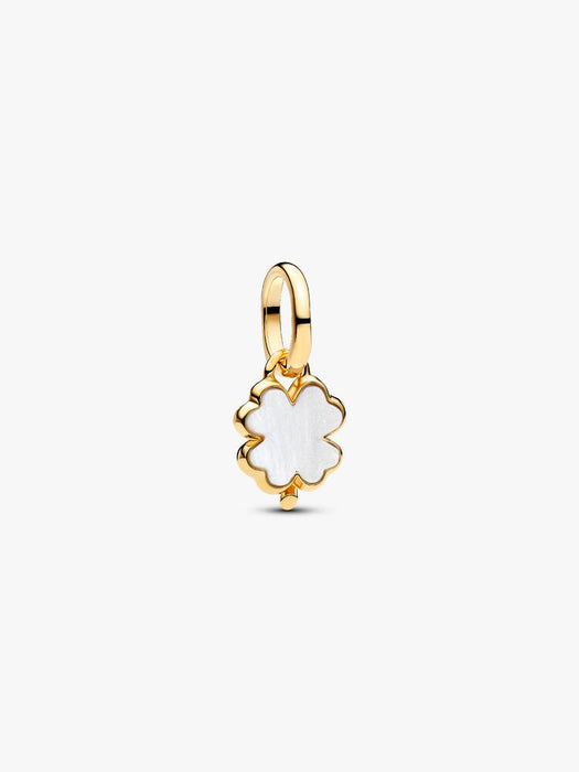 Pandora White Lucky Clover Dangle Charm 14k Gold Plating