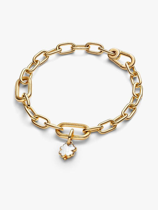 Pandora White Lucky Clover Dangle Charm 14k Gold Plating