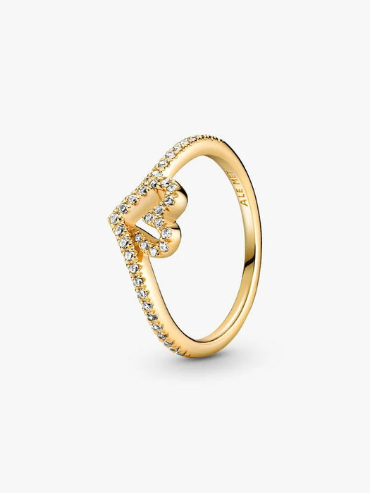 Pandora Wish Sparkling Heart Ring 14k Gold Plating