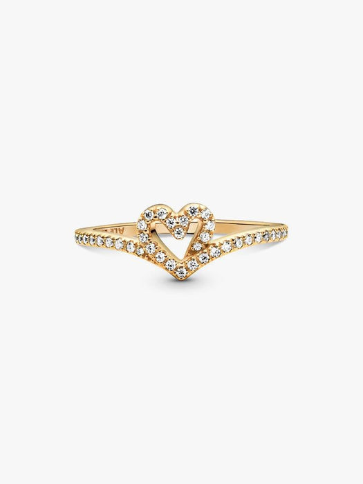 Pandora Wish Sparkling Heart Ring 14k Gold Plating