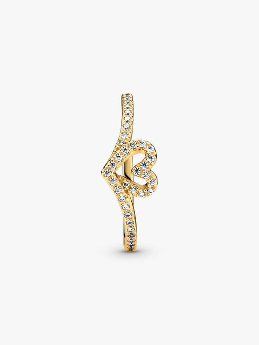 Pandora Wish Sparkling Heart Ring 14k Gold Plating