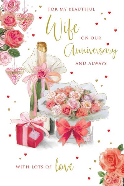 Paper Rose 'For My Beautiful Wife On Our Anniversary' Anniversary Card