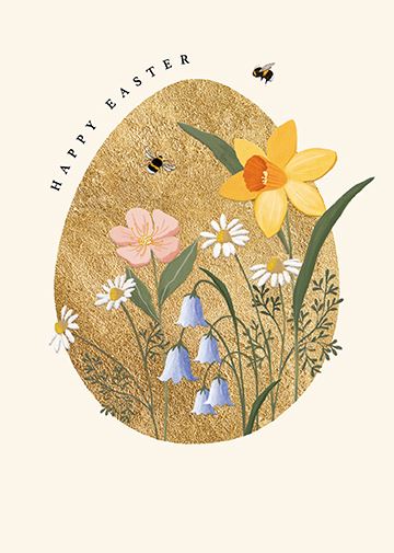 Paperlink 'Easter Floral Egg' Easter Card