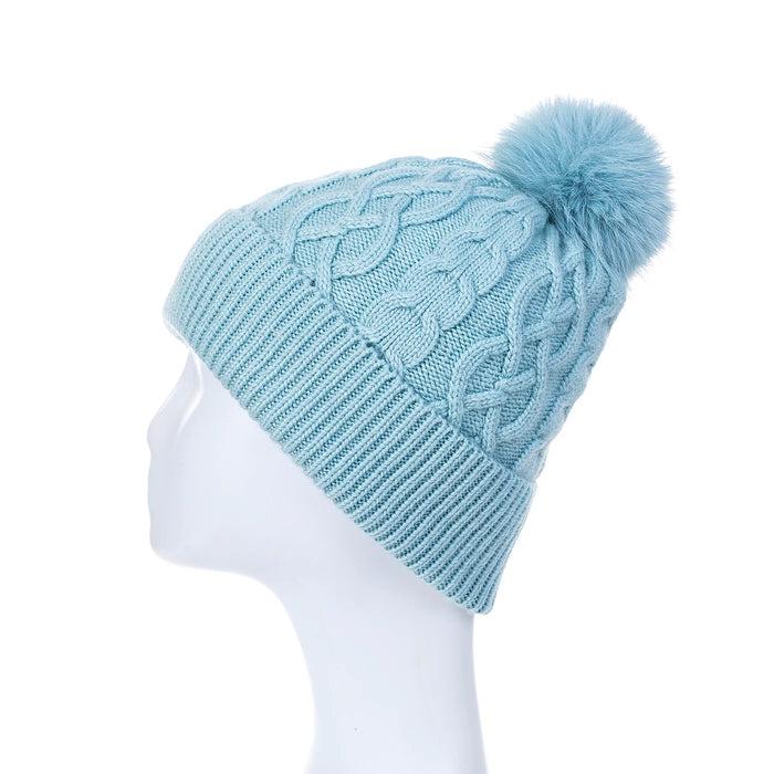 Park Lane Ice Blue Bobble Hat