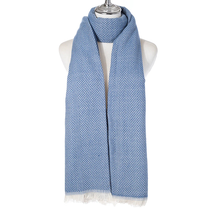 Park Lane China Blue Denim Herringbone Scarf