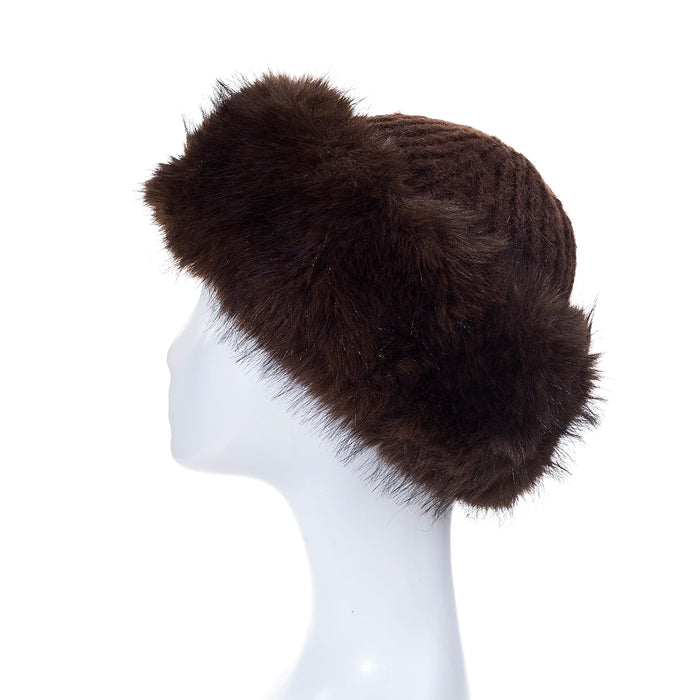 Park Lane Cocoa Fur Trimmed Hat