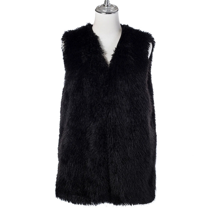 Park Lane Faux Fur Gilet In Ebony