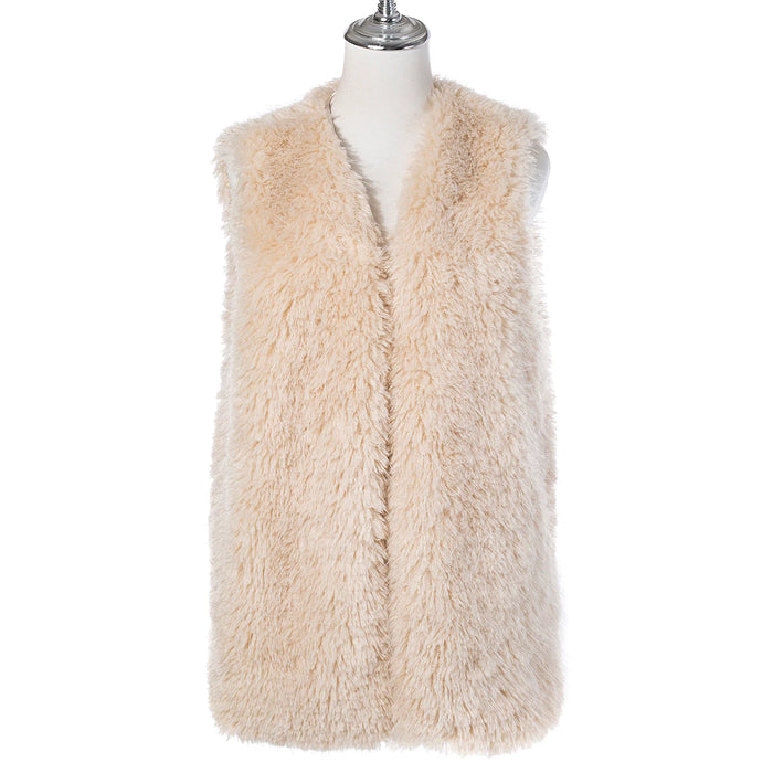 Park Lane Faux Fur Gilet In Whipped Cream