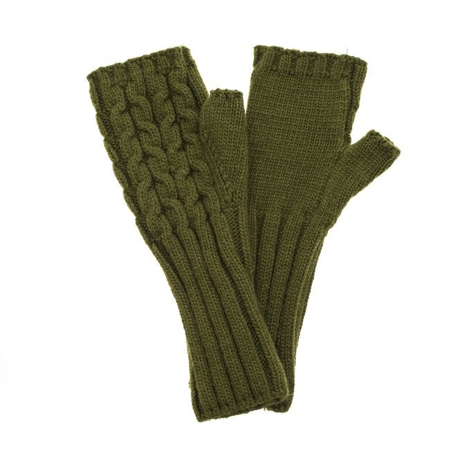 Park Lane Olive Green Fingerless Gloves