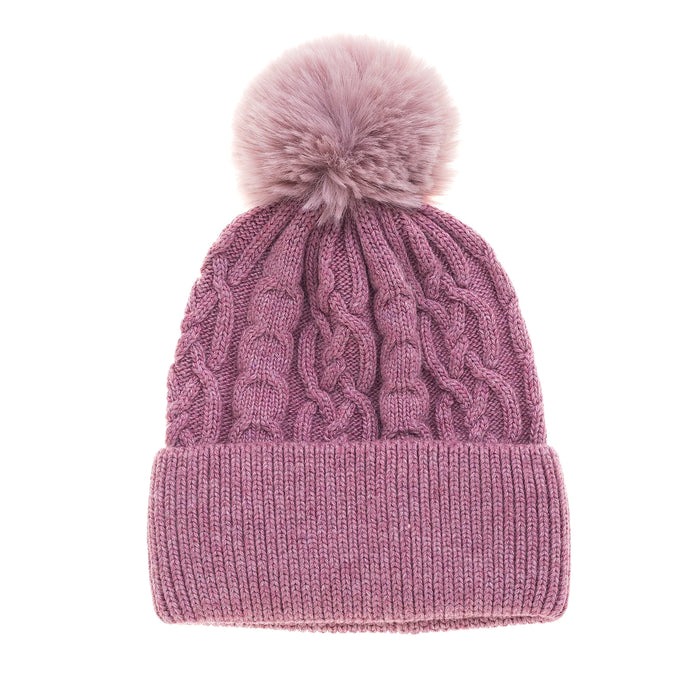 Park Lane Pink Heather Bobble Hat