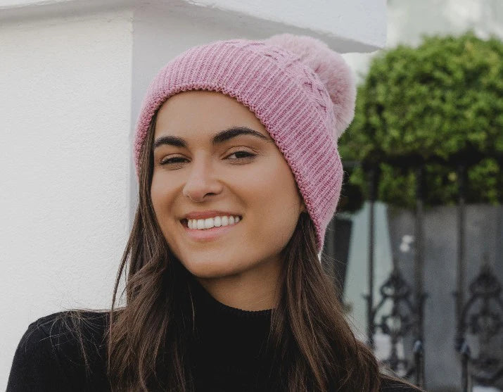 Park Lane Pink Heather Bobble Hat