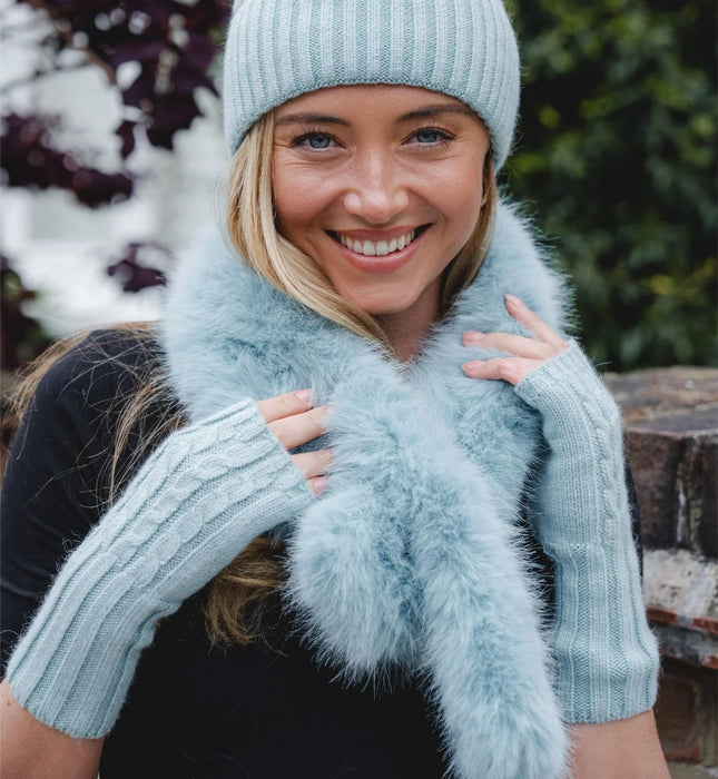 Park Lane Ice Blue Faux Fur Scarf