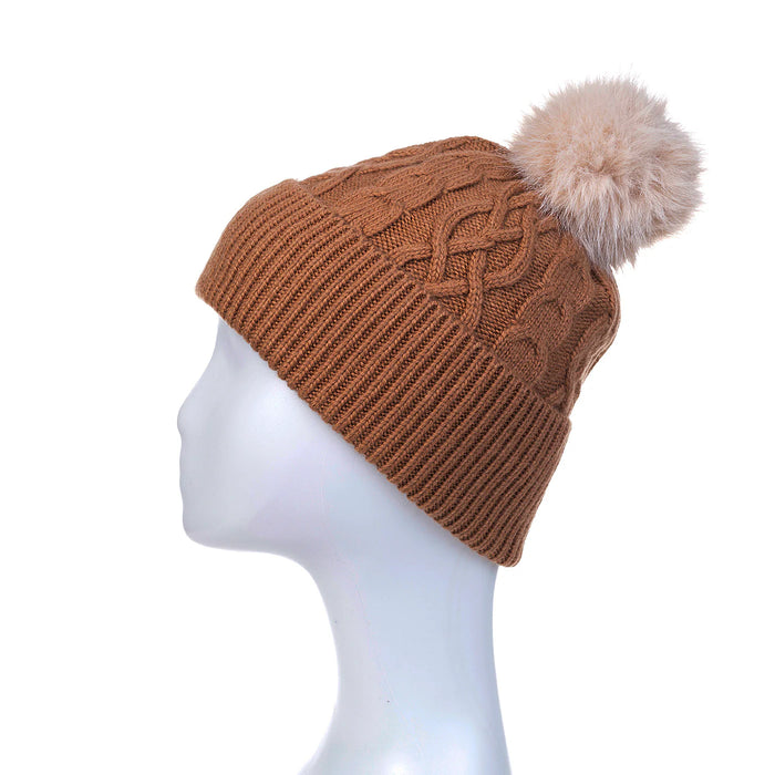 Park Lane Mocha Linen Bobble Hat