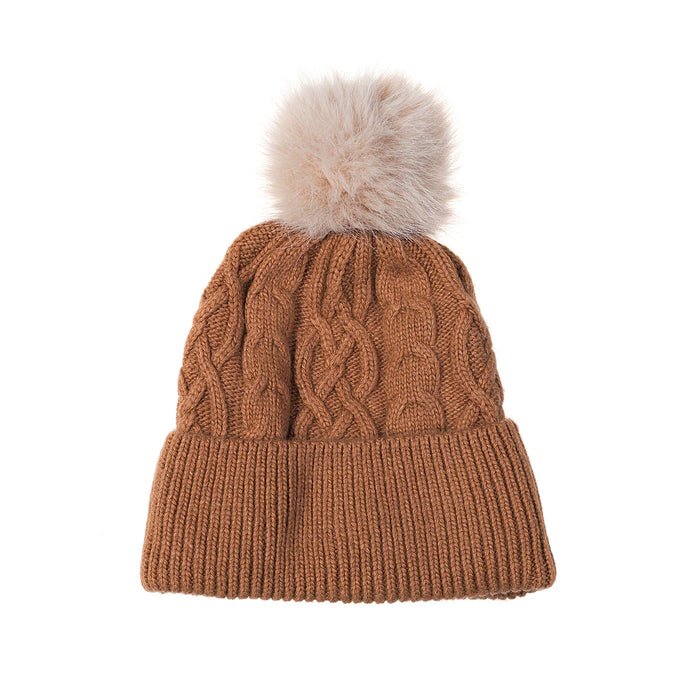 Park Lane Mocha Linen Bobble Hat