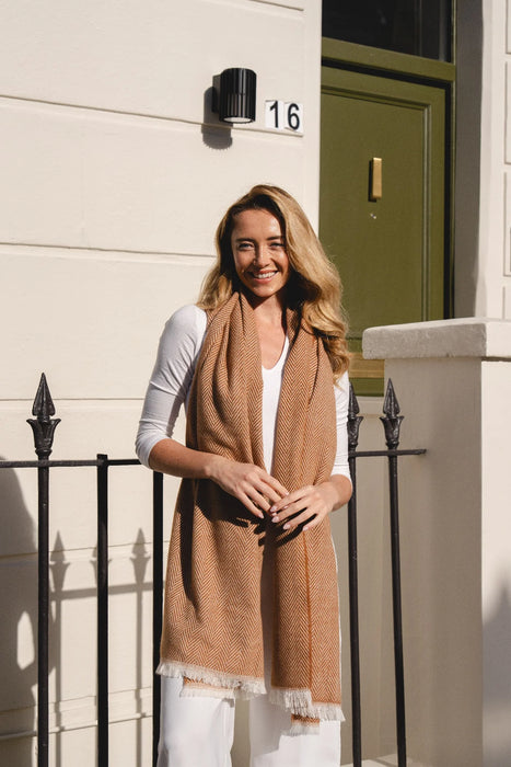 Park Lane Mocha Mousse Herringbone Scarf