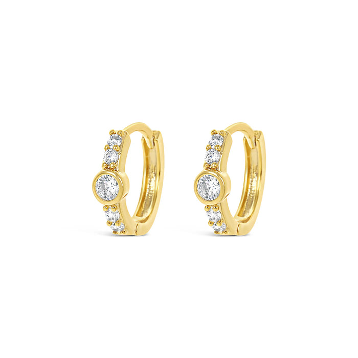 Park Lane White Stone Gold Plated Hoop Earrings